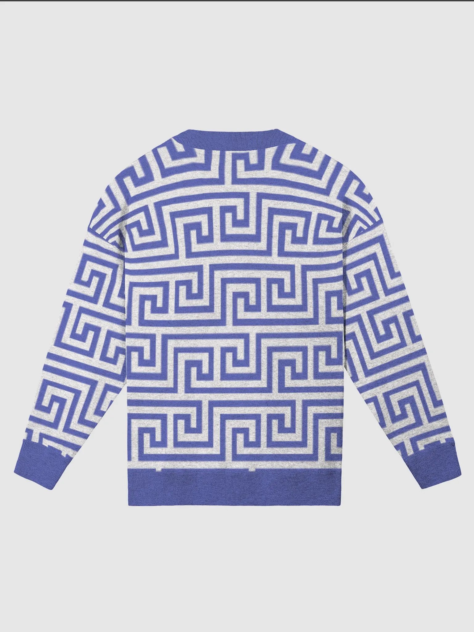 Blue Greek Key Knitted Relaxed Sweater product image (2)