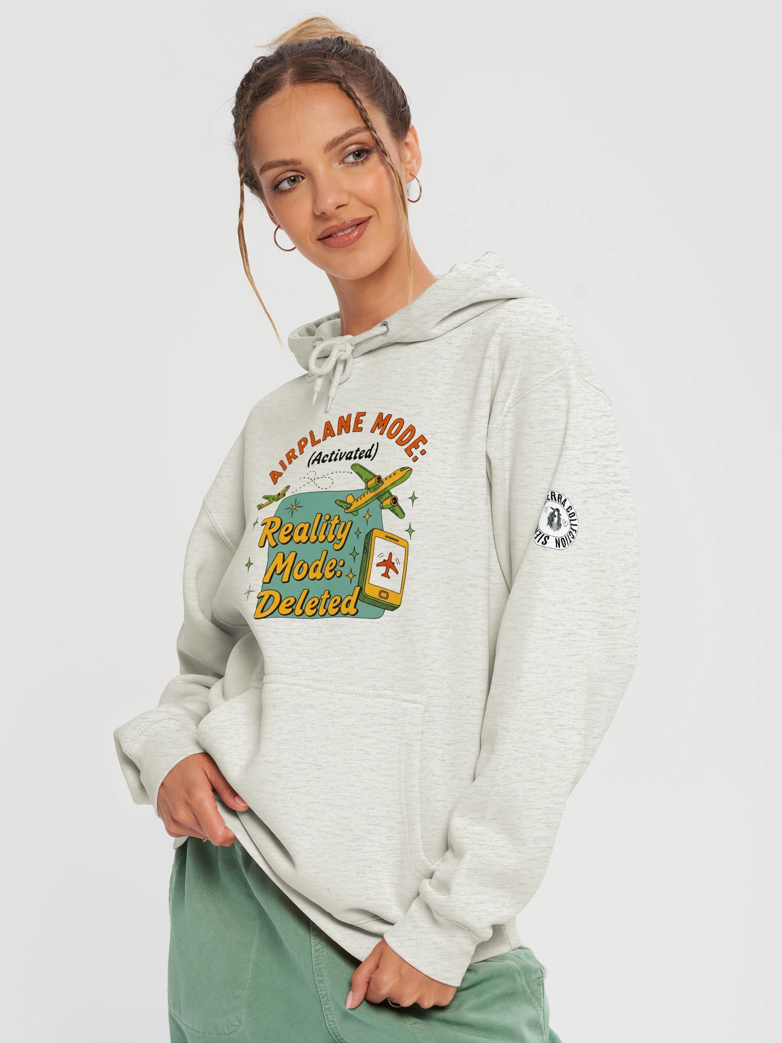 Cosy Airplane Mode Hoodie - Reality Mode Deleted Jumper - Travel Gift product image (8)