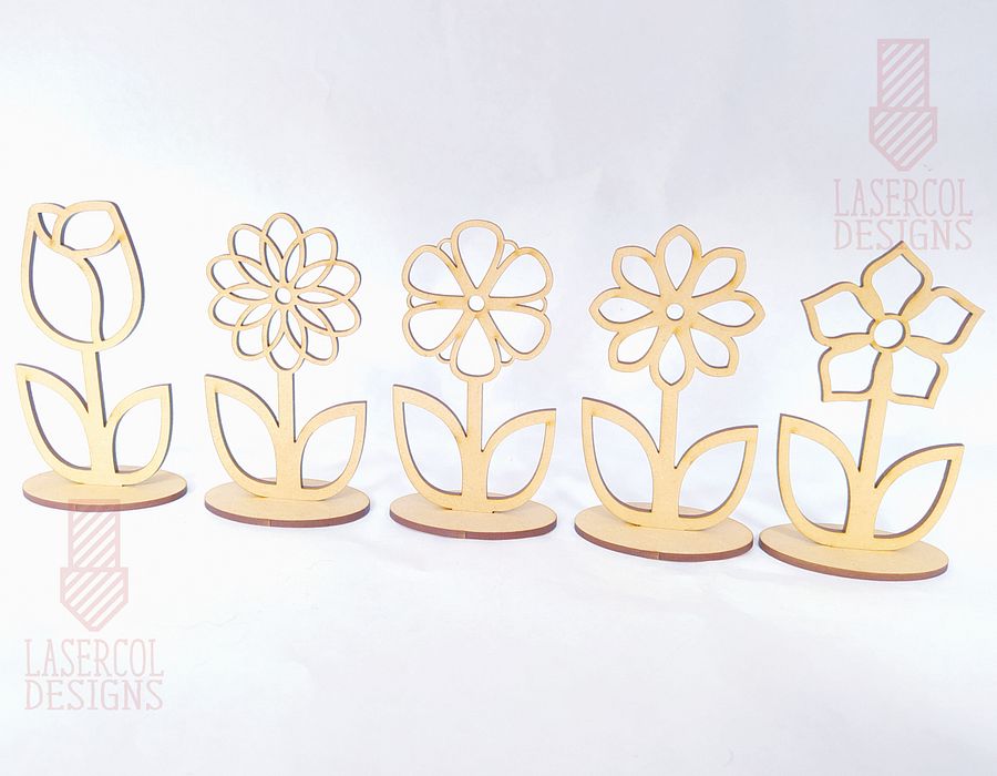 Flowers - Set 4 - (Two Sizes, Five Styles) - Laser Cut Files product image (5)