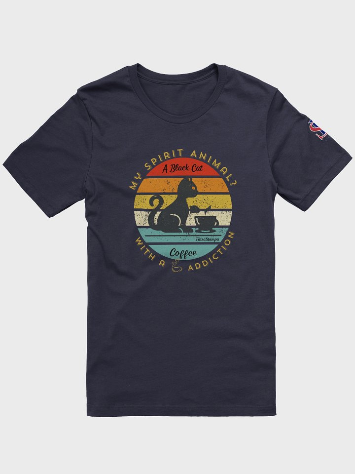 My Spirit Animal? A Caffeinated Black Cat” Retro Sunset Tee product image (15)