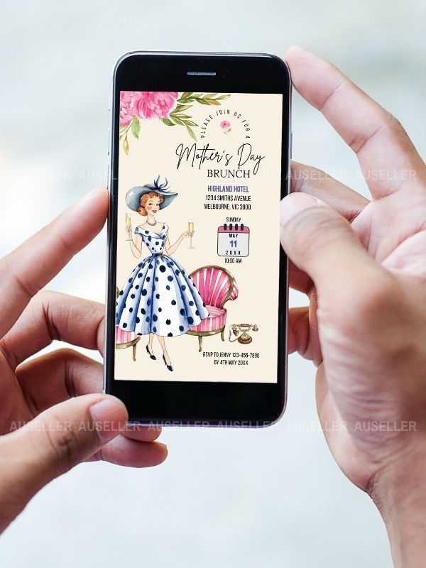 Mother's Day Brunch Invitation Bundle - Lady With Champagne product image (8)