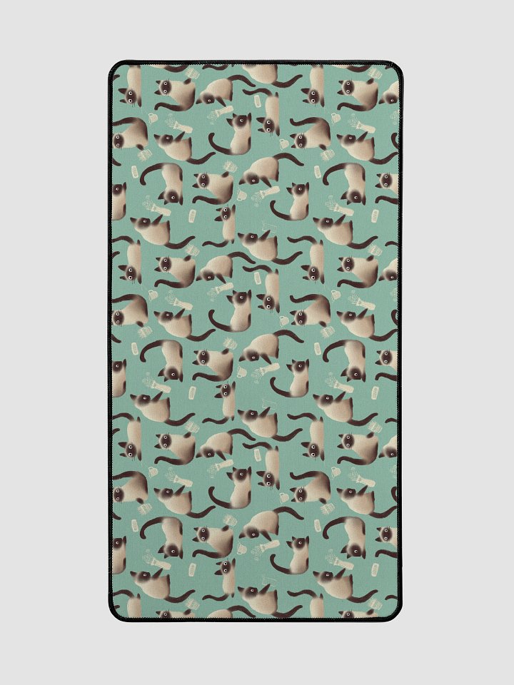 Bad Siamese Cats Knocking Stuff Over Patterned Desk Mat, Mint product image (2)