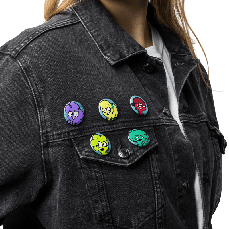 Cartoon Safety Pin Buttons Set 2 product image (6)