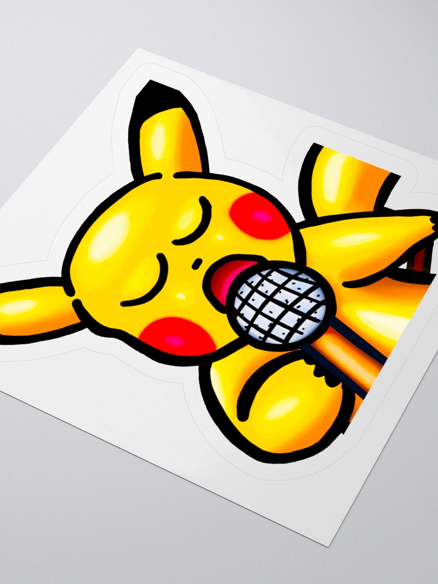 Singing Yellow Electric Mouse Vinyl Stickers (3" x 3") product image (3)