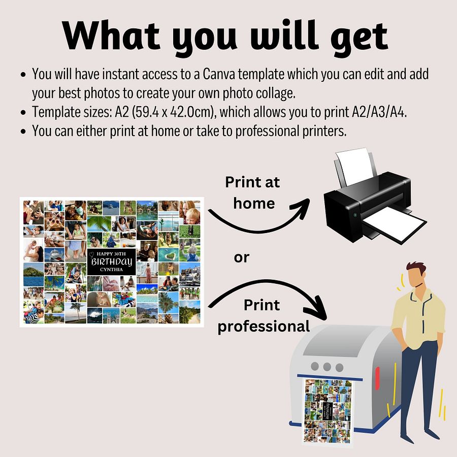 Birthday Photo Collage for 56 Photos Canva Template product image (2)