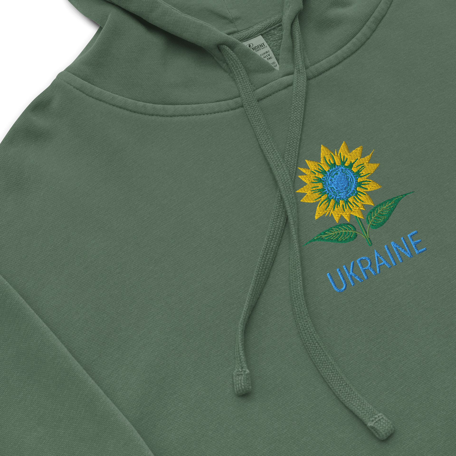 Ukraine Sunflower Ukrainian Symbol Yellow Blue Heritage Flower | Independent Trading Co. Pigment Dyed Hoodie | Embroidered product image (15)