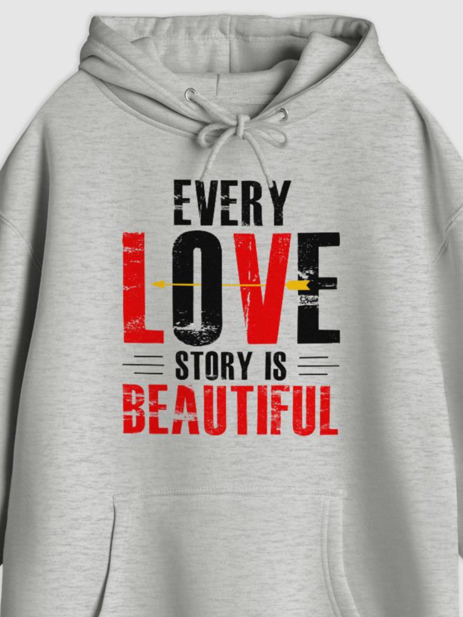 Every Love Story is Beautiful Hoodie (Front Only, Black Text) product image (1)