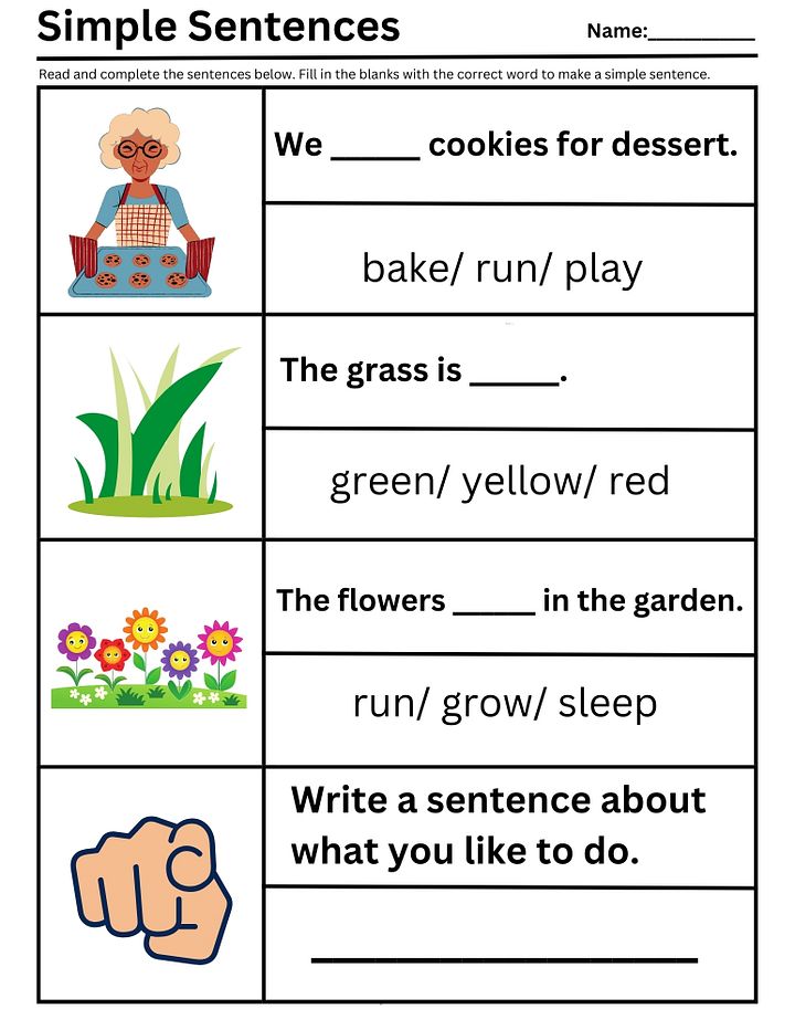 Simple Sentences for Beginners Worksheet Bundle product image (2)
