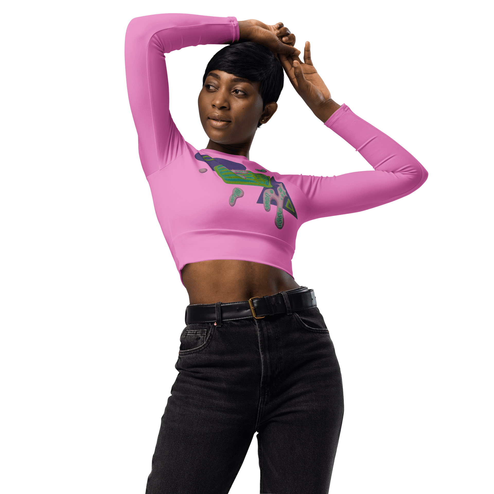 Shape Shenanigans Pink Long Sleeve Crop Top product image (4)