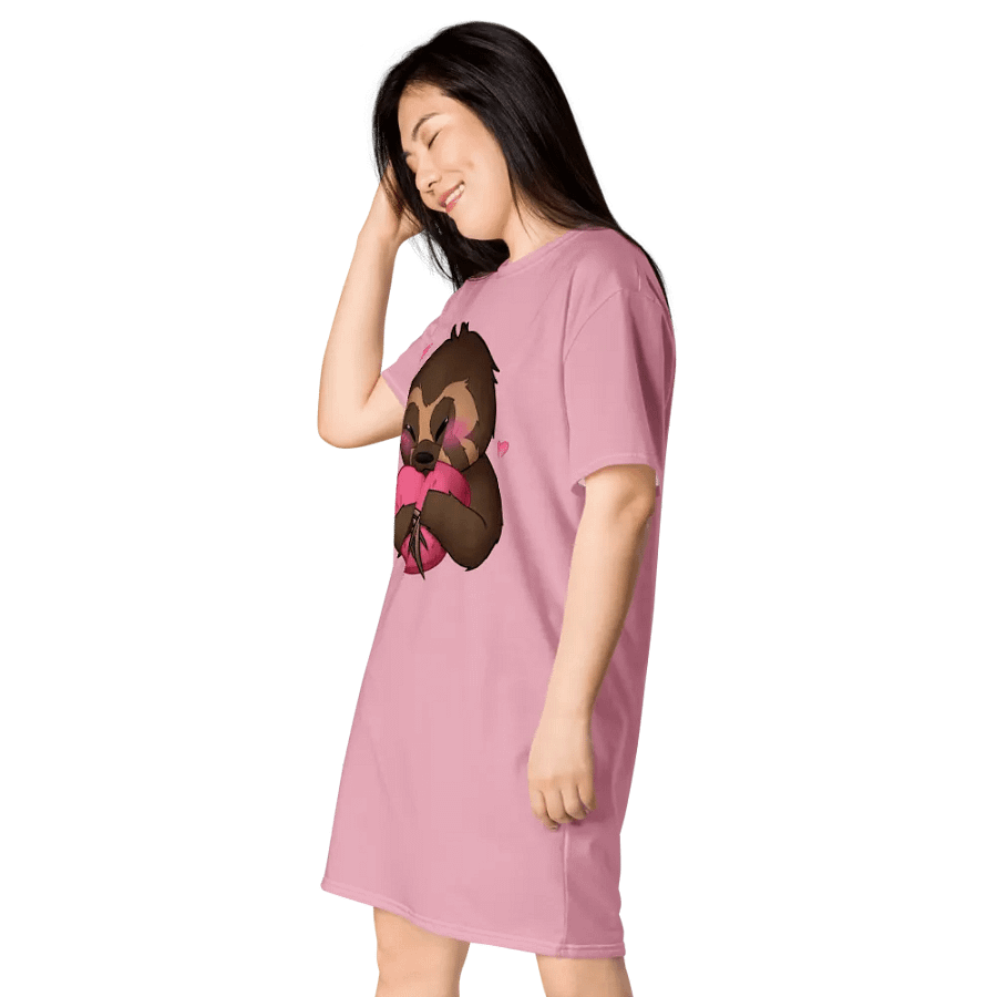 Pink Blushing Sloth T-Shirt Dress product image (3)