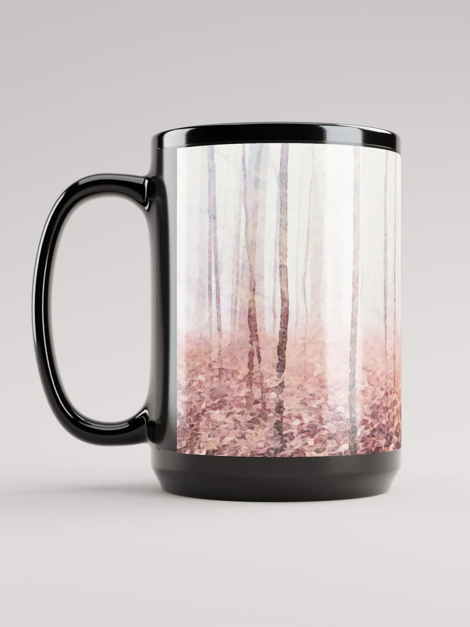 Abstract Graphic | Black Coffee Mug | Subtle Mist Treescape product image (1)