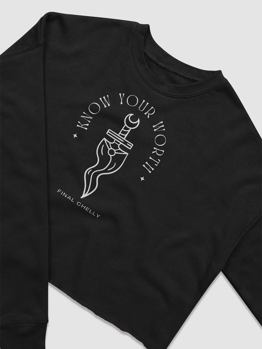 Know Your Worth Womens Fleece Crop Top Printed Sweatshirt product image (2)