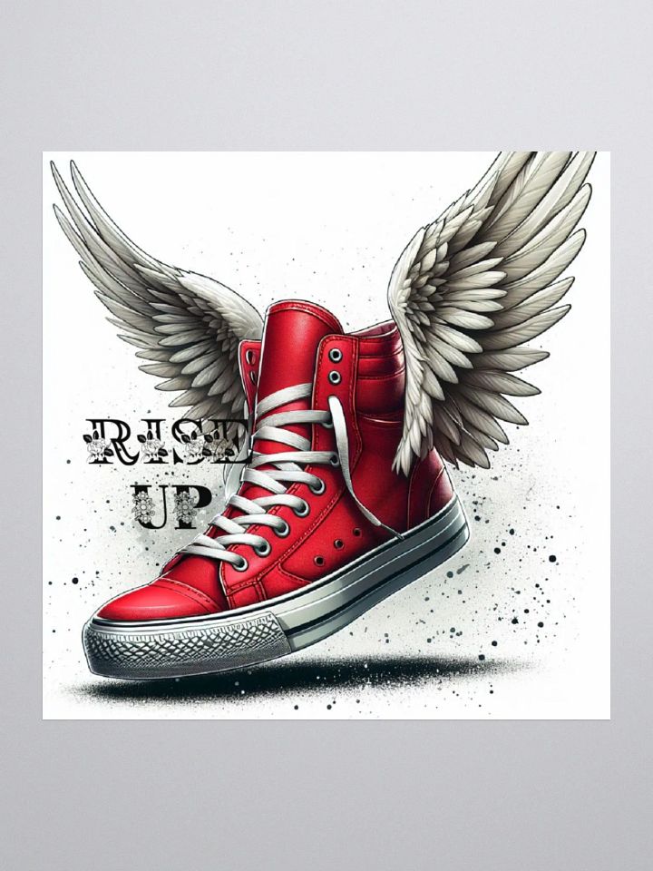Rise Up | Christian Quote | Wings on Red Sneakers | Faith Sticker product image (1)