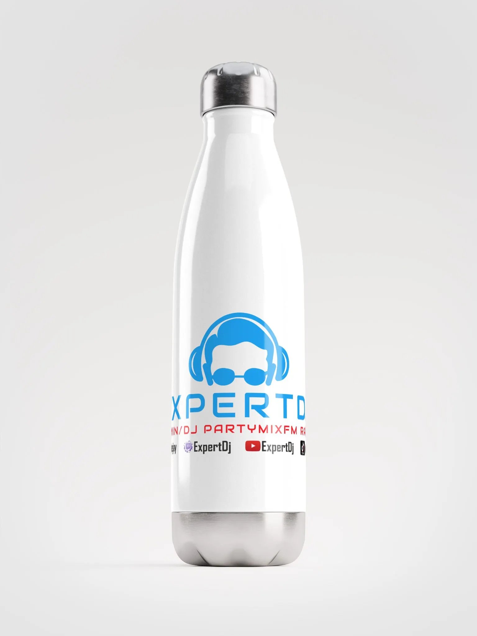 Stainless Steel Water Bottle DJ White product image (1)