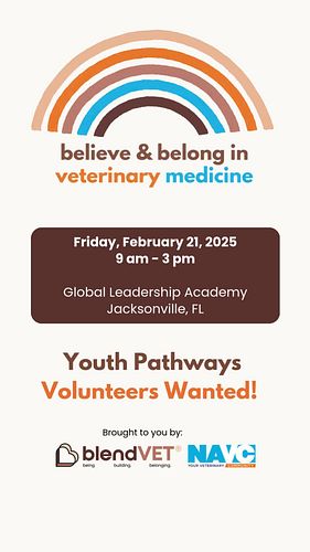 🫶🏾 Calling All Veterinary Professionals for a Volunteer Youth Mentorship Opportunity! 

We need your help at blendVET’s Belie...