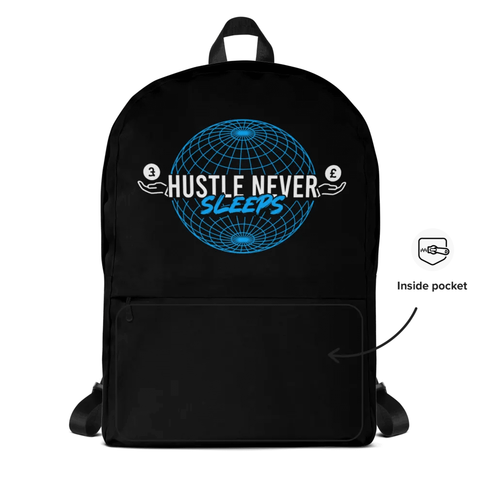 Hustle Never Sleeps Backpack (Black) product image (8)