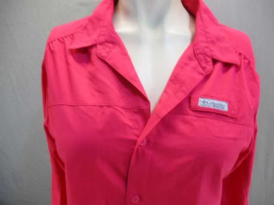 Columbia PFG OMNI-SHADE Size XL (18-20) Girls Pink Lined Button Down Shirt 919 product image (2)