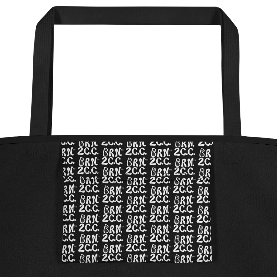BOURNE to Cape Cod™ | Large Tote Bag with Pocket | Coastal Classic | All-Over Logo Print | White Logo on Black product image (3)