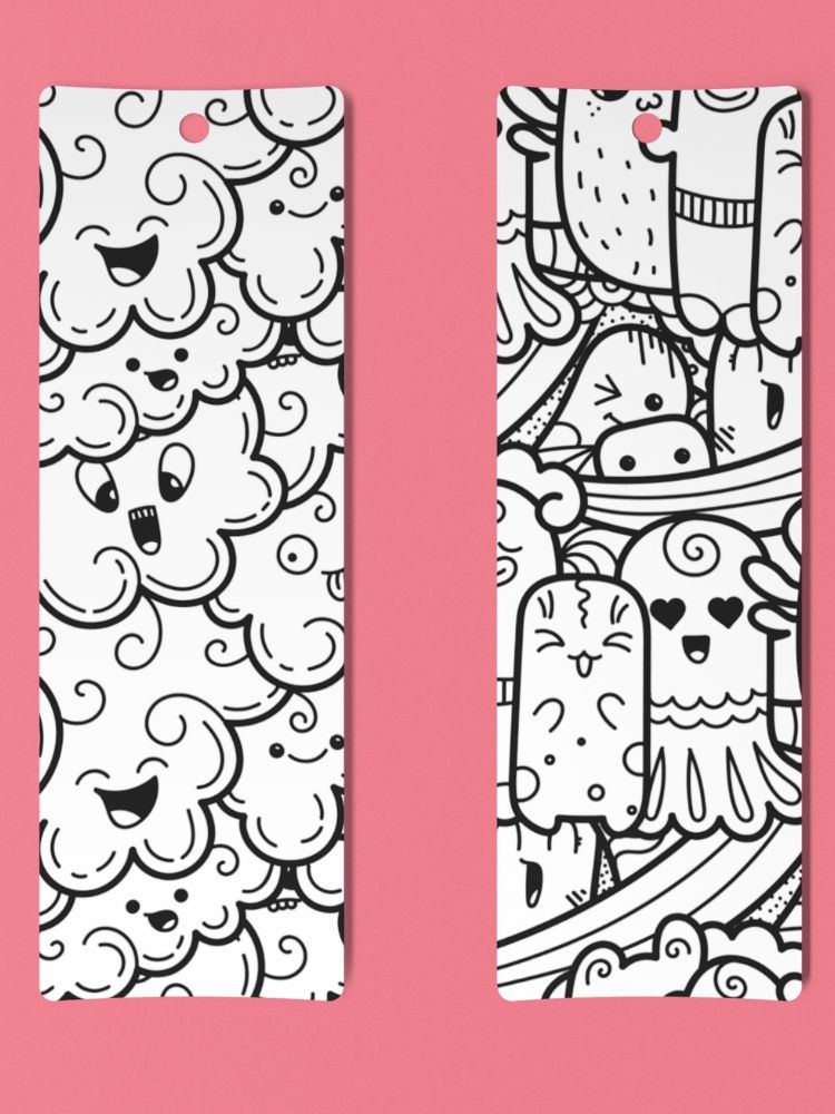 Mega Set of Doodle Monster Coloring Bookmarks - 2