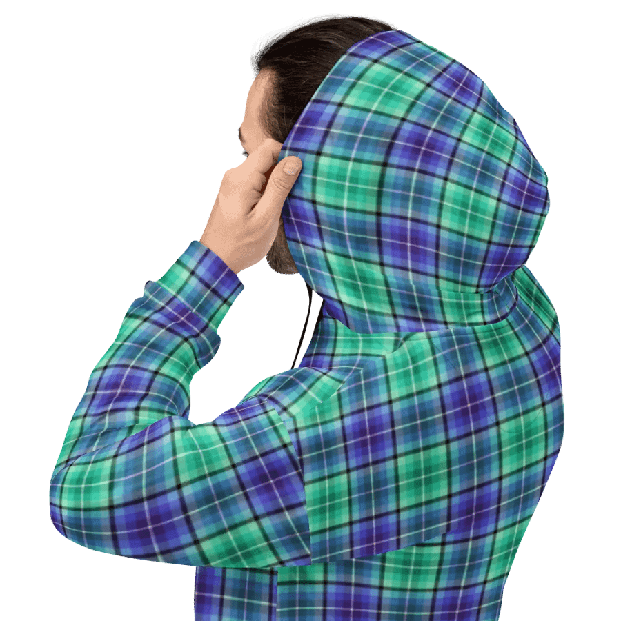 Bright Green and Purple Plaid Hoodie product image (8)