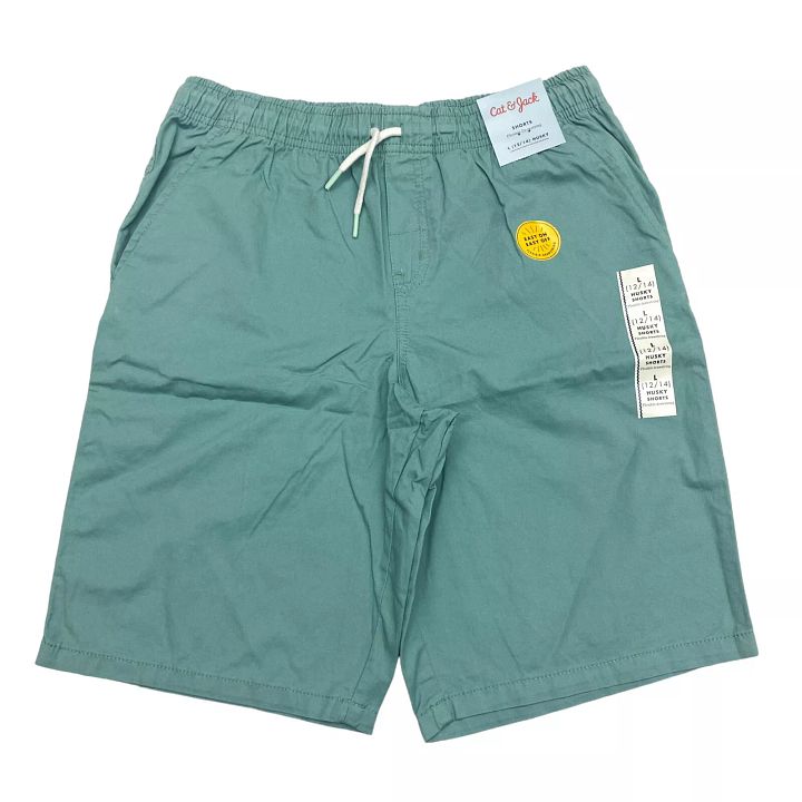 Cat & Jack Boys Size L 12/14 Husky Pull-On Drawstring Shorts West Coast Green product image (1)
