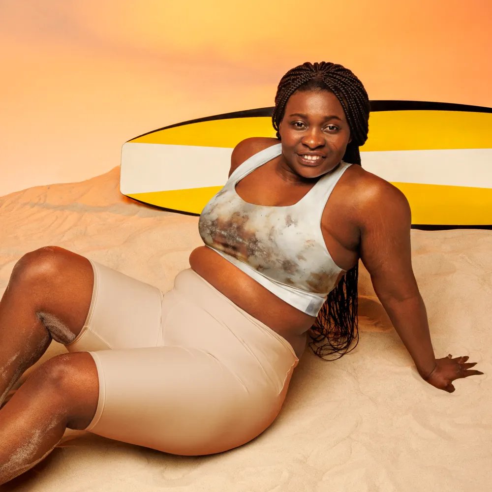 Grunge Gold Abstract Longline Sports Bra product image (7)