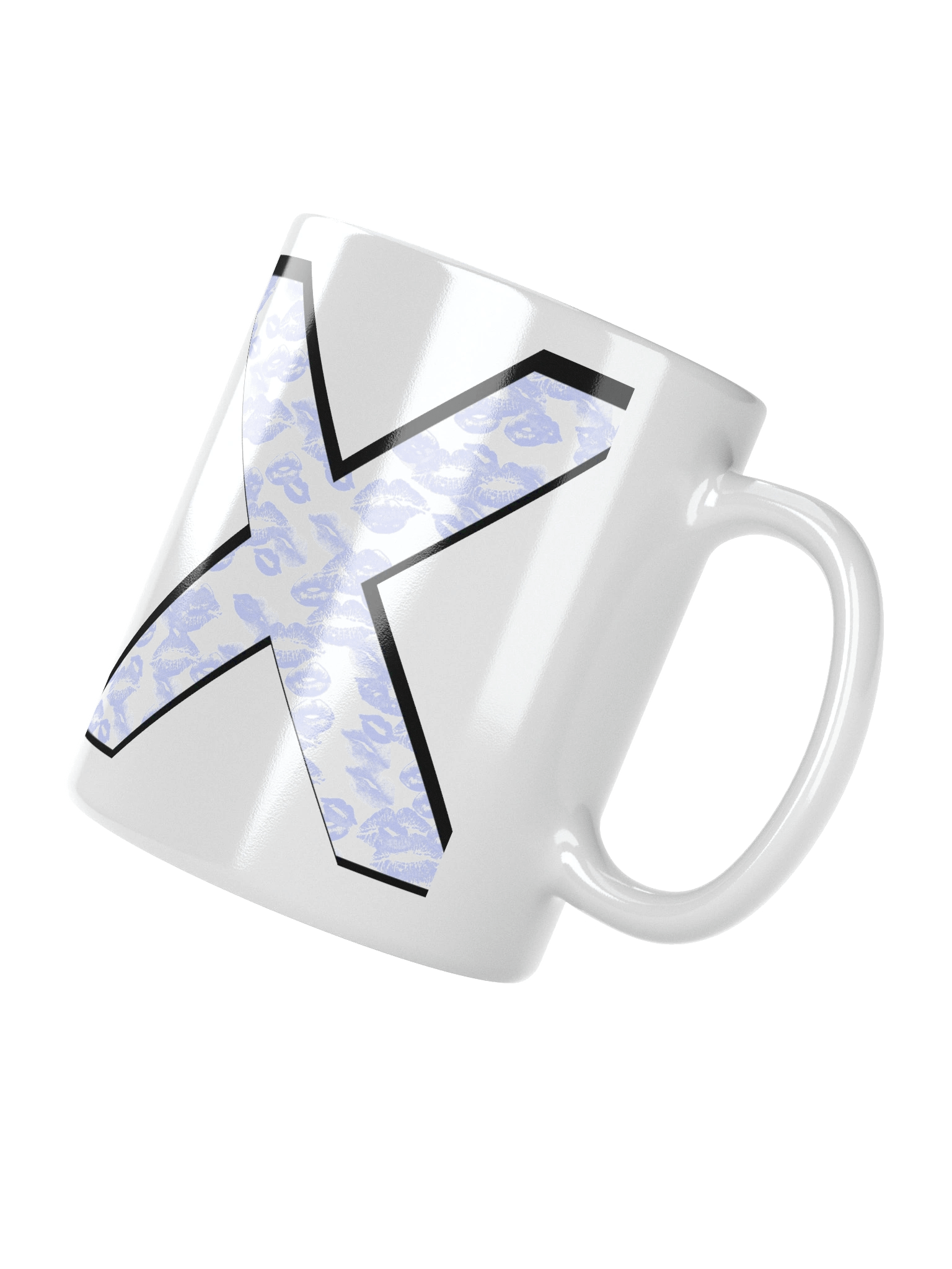 White X Light Blue Lipstick Kisses | Glossy White Mug product image (5)