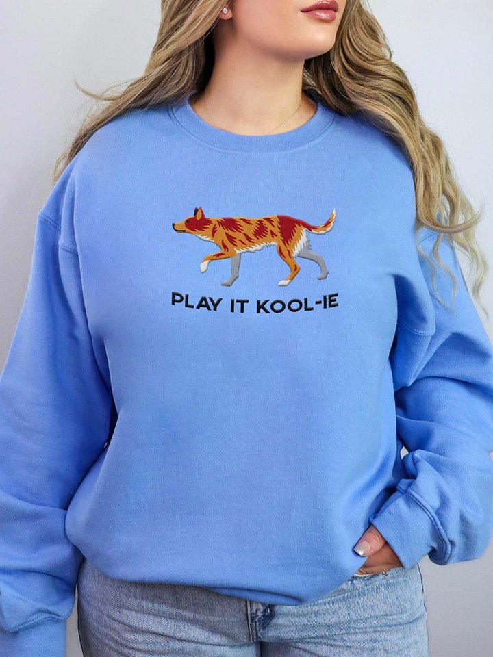 Play It Kool-ie Sweatshirt (Embroidered) of an Australian Koolie(Red Merle) product image (2)