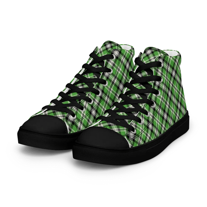 Bright Green Plaid Men's High Top Shoes product image (2)