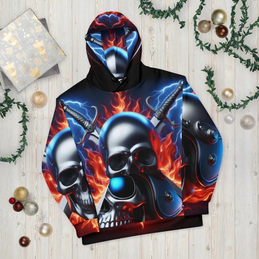 Silver Digital Skull Art - Unisex Skull Hoodie #30 product image (10)