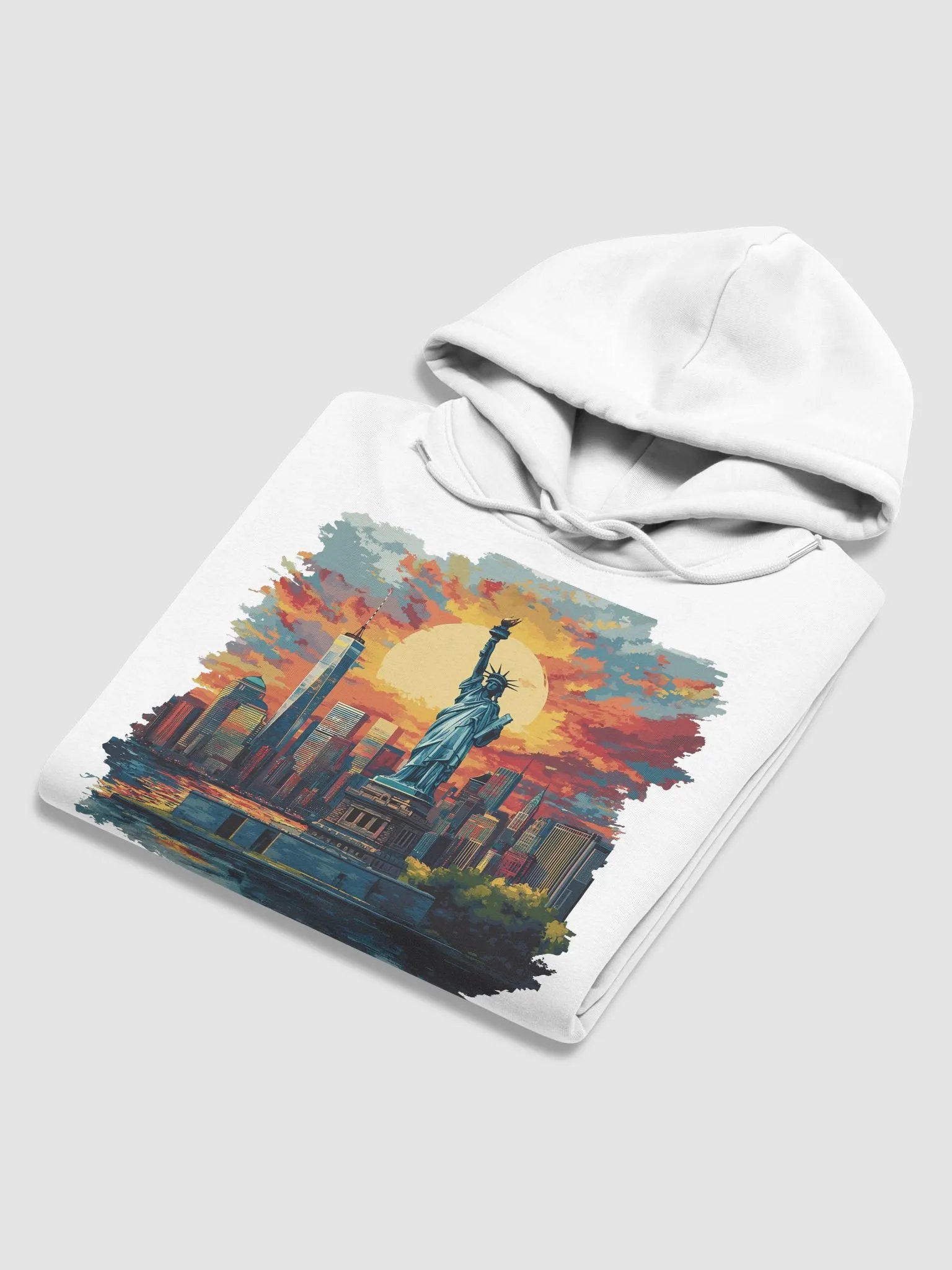 NYC Sunset Unisex Hoodie – Statue of Liberty Vibes product image (6)