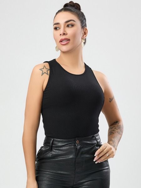 Wholesale high quality sexy high stretch solid color backless tight sleeveless vest product image (2)