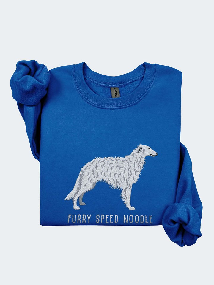 Furry Speed Noodle Sweatshirt (Embroidered) of a Borzoi(White) product image (1)