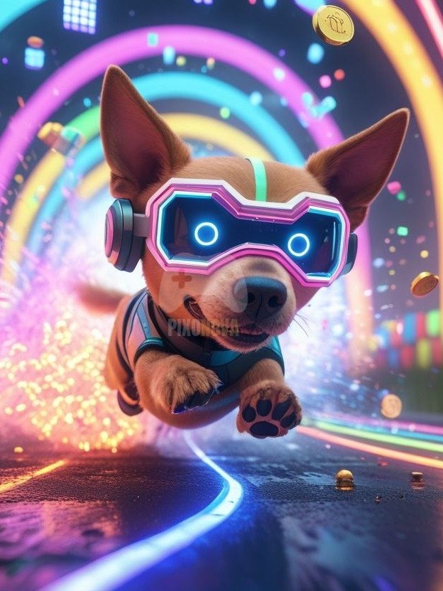 Pixel Party Parade – Track 8: Rainbow Run Riot (Dog Mascot Edition) | 1472x832 px | 4 Variations | PNG + PDF product image (3)