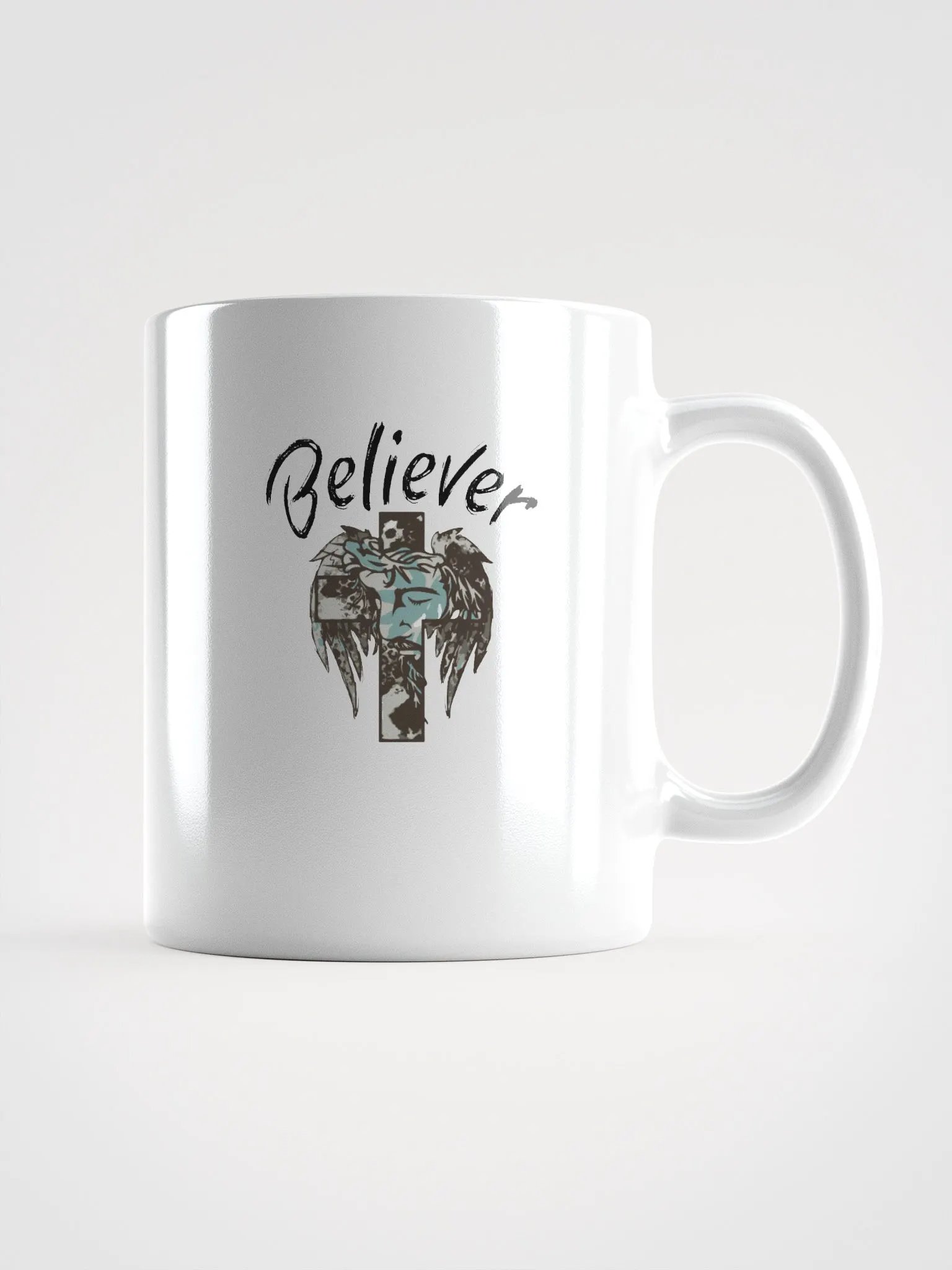 BELIEVER FAITH Fragmented Faces Glossy Mug product image (3)