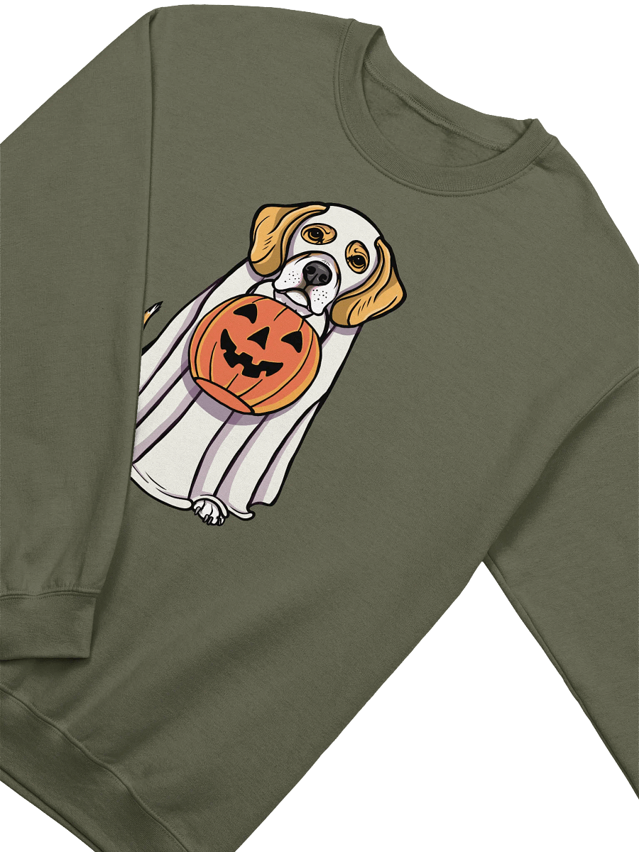 Funny Halloween Beagle(Lemon) Sweatshirt | Funny Beagle Wearing a Ghost Costume and Holding a Pumpkin Basket product image (18)
