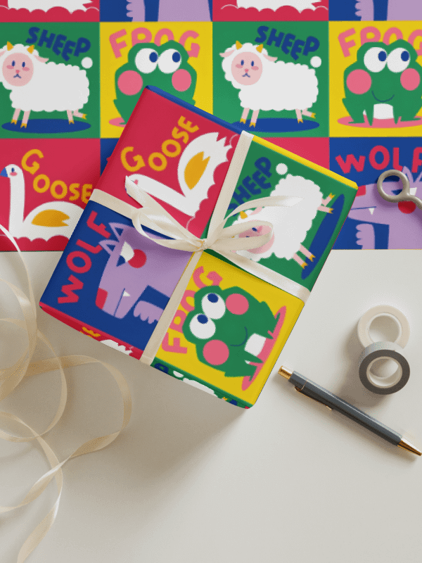 Playful Animal Grid Wrapping Paper product image (1)