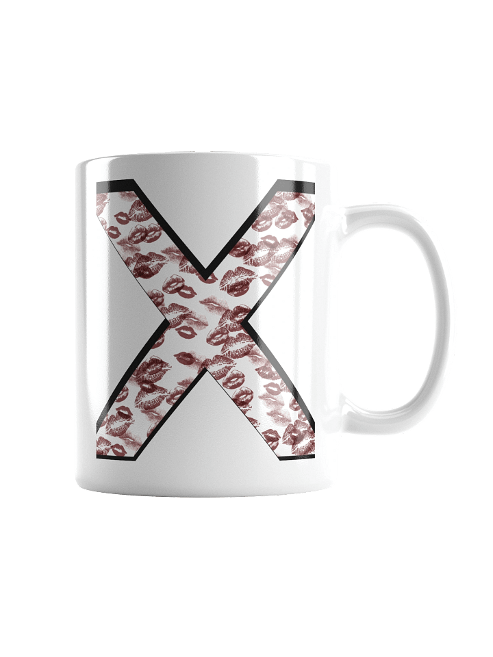 White X Burgundy Lipstick Kisses | Glossy White Mug product image (1)