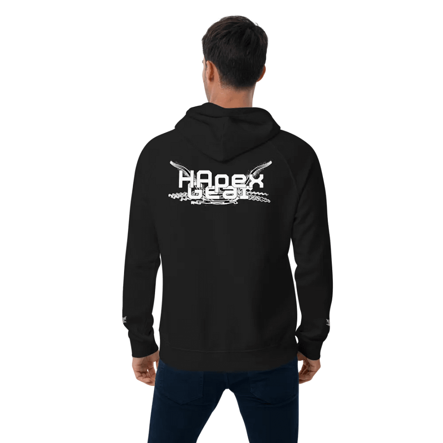 Unisex Eco Raglan Hoodie - White HApex Gear Black Logo product image (5)