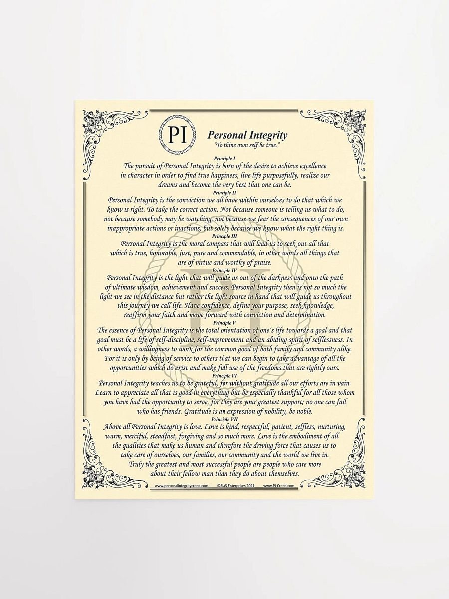 Personal Integrity Creed Poster 12"x16" product image (1)