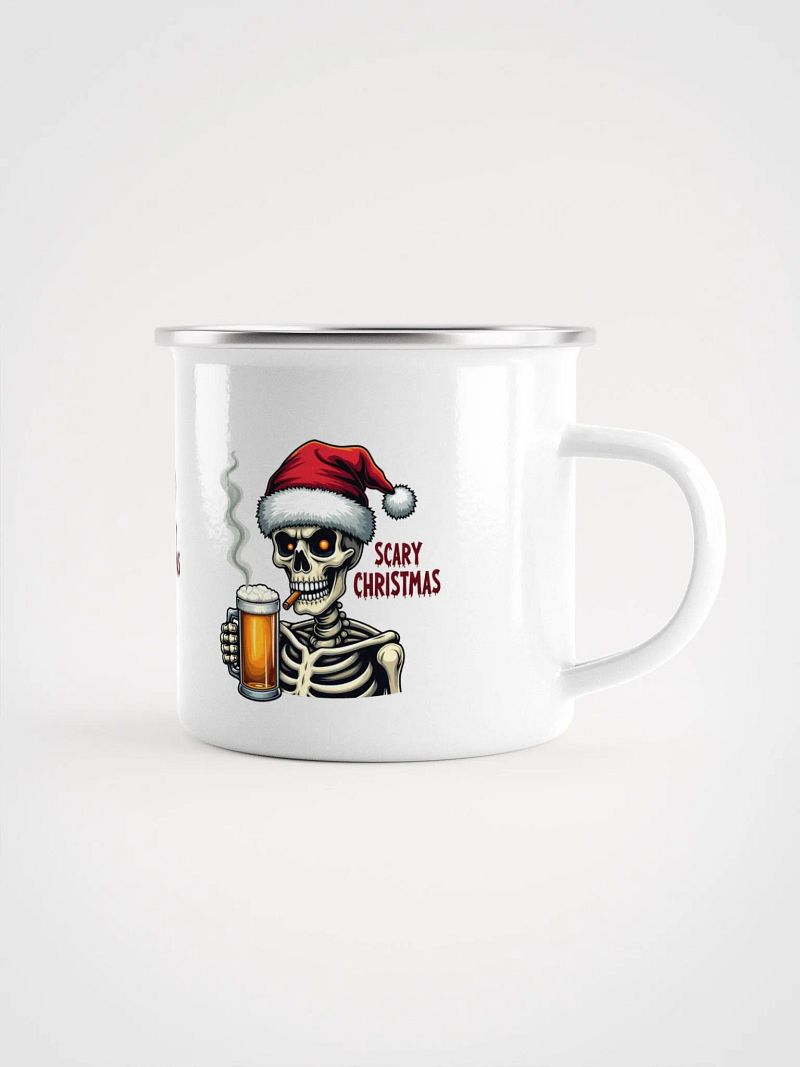 Scary Christmas Skeleton Enamel Mug