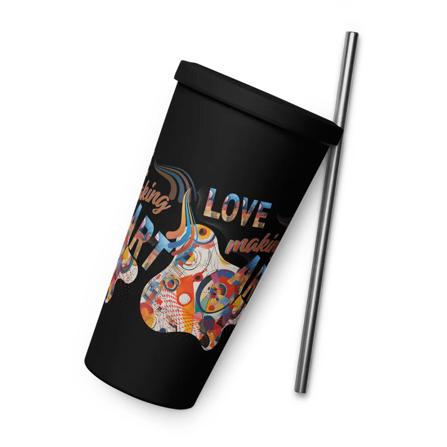 Insulated  tumbler Kadinsky inspired colorful design for the artist. 'Love making art'  Perfect gift for mom, dad, son, daughter colleague, friend who loves arty things product image (8)