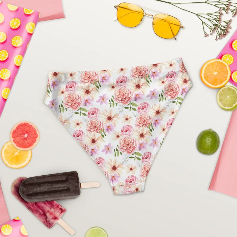 Watercolour Floral Pattern High Waisted Bikini Bottom - V3 product image (5)