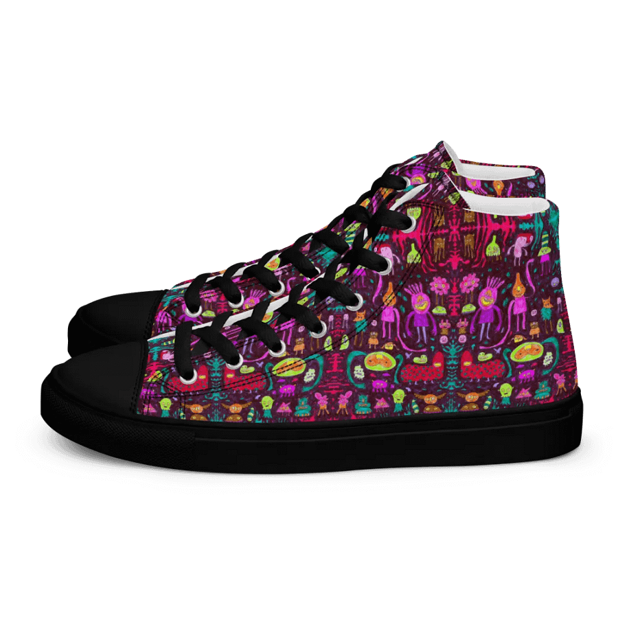 Abstract Darker Doodle Creatures Ladies High Top Canvas Shoes product image (5)