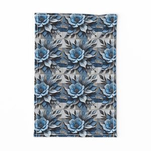 Seamless Pattern - Painted Floral Tile Pattern 3 in Shades of Blue and Gray product image (11)
