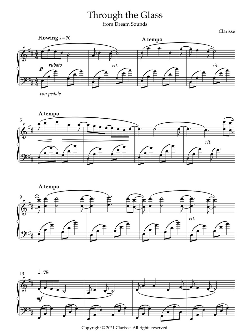 Through the Glass - Sheet Music