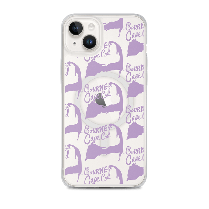 BOURNE to Cape Cod™ | MagSafe® Clear iPhone® Case | Coastal Cool Protection & Style | East Side Lavender Repeat Logo product image (2)