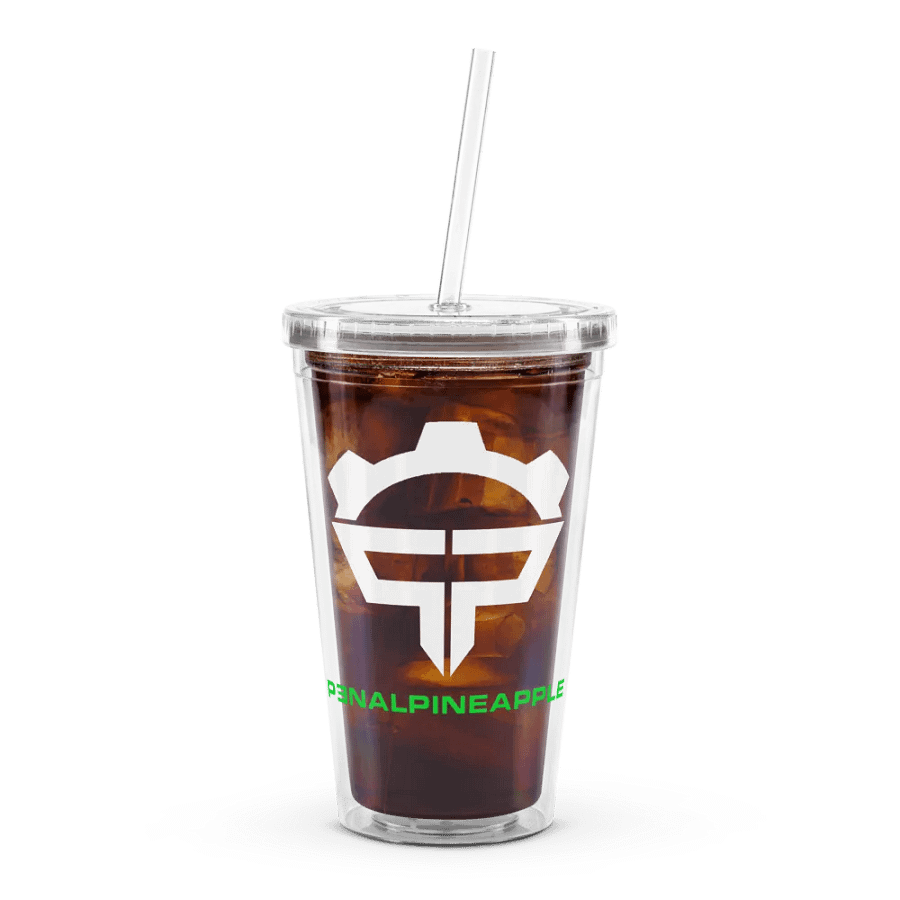P3nAlPineapple - White Logo Double Wall Clear Plastic Tumble (16oz) product image (7)