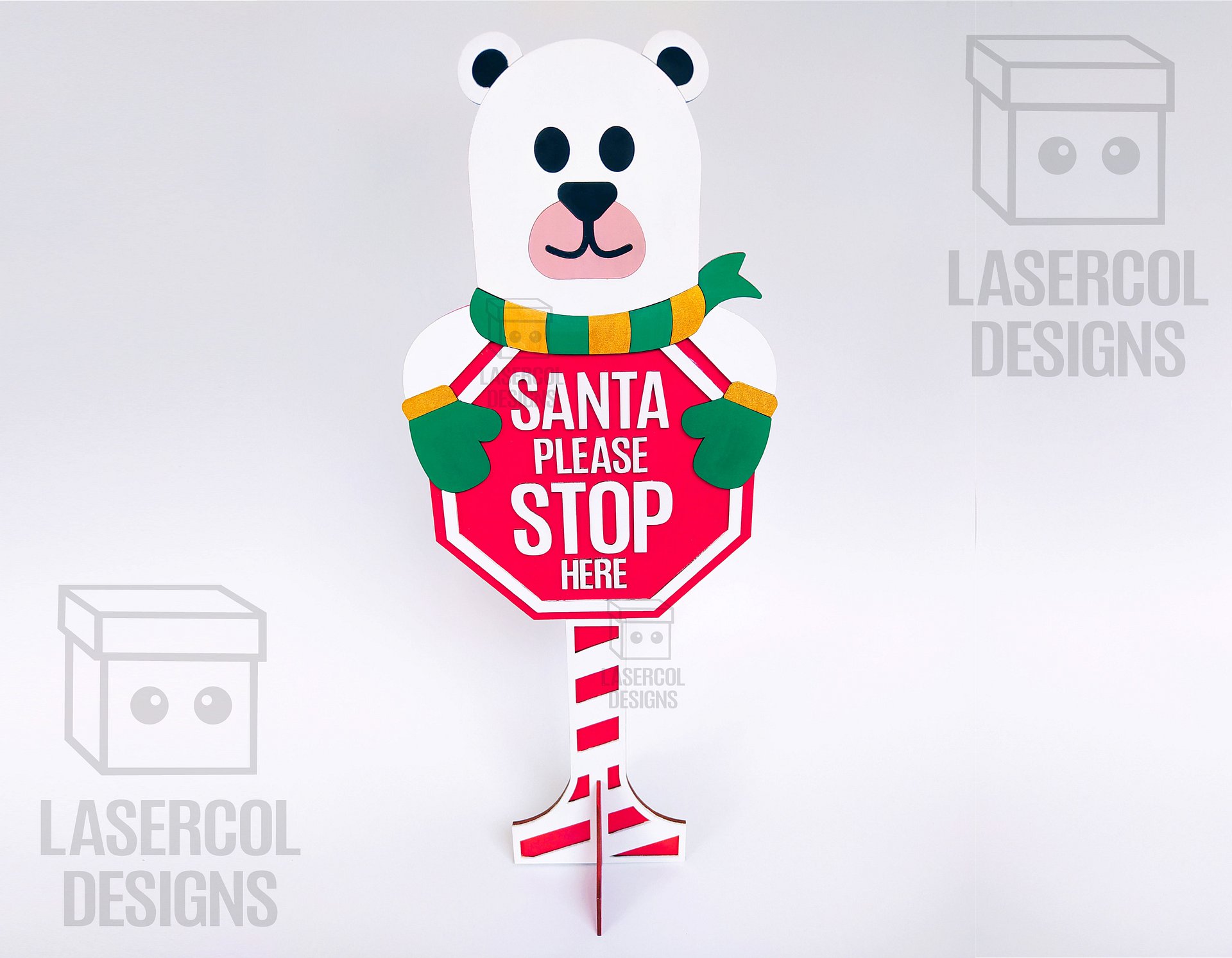 Santa Please Stop Here Sign (Bear) - Laser Cut Files product image (2)