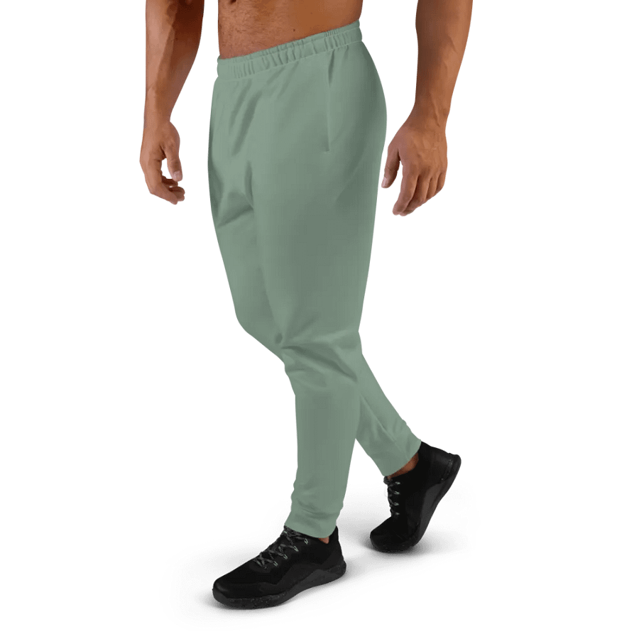 Plain Medium Sage Green Soft Summer Recycled Polyester Premium Men's Joggers by Treasure Pie product image (2)